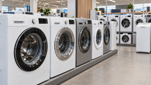 Waschmaschinenauswahl im Elektromarkt in Lübeck